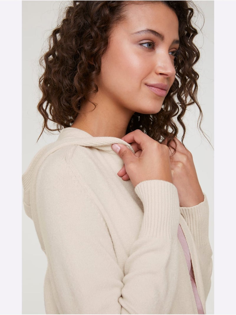 Veste Longue En Tricot - Taille Standard - Helline Sable - Kiabi
