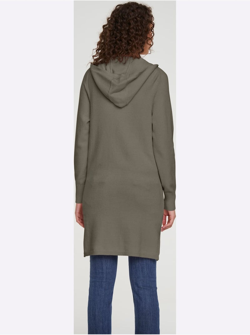 Veste Longue En Tricot - Taille Standard - Helline Vert olive - Kiabi