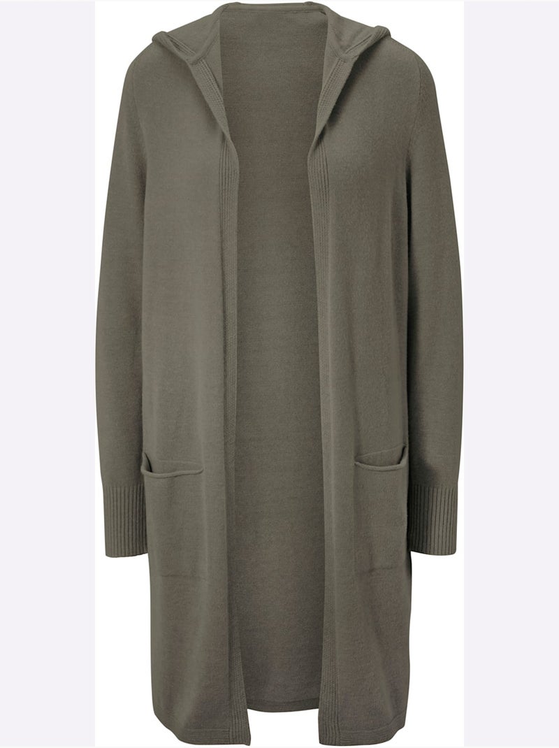 Veste Longue En Tricot - Taille Standard - Helline Vert olive - Kiabi
