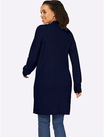 Veste longue en tricot 2 poches plaquées - taille standard - helline