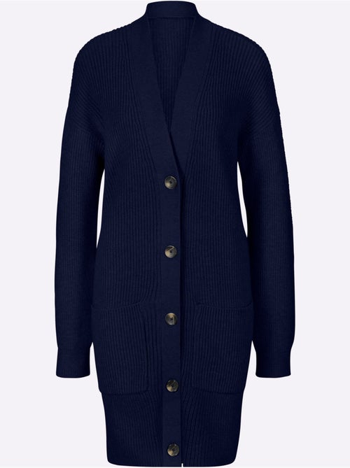 Veste longue en tricot 2 poches plaquées - taille standard - helline - Kiabi Veste longue en tricot 2 poches plaquées - taille standard - helline - Kiabi