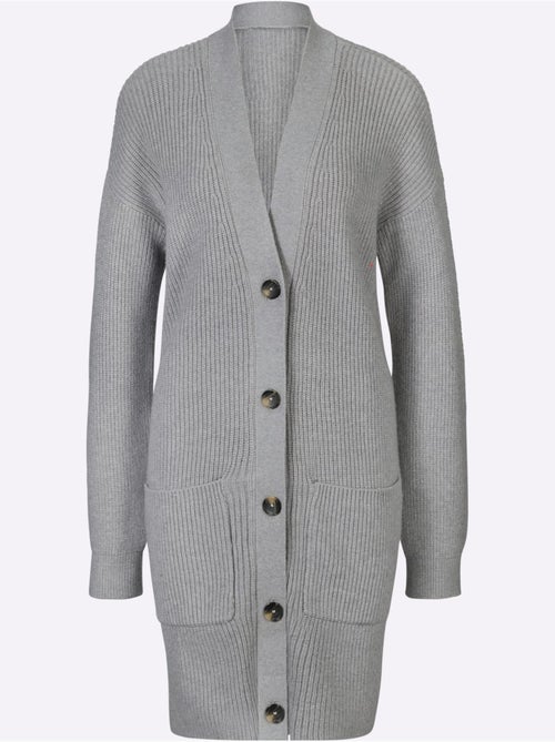 Veste longue en tricot 2 poches plaquées - taille standard - helline - Kiabi Veste longue en tricot 2 poches plaquées - taille standard - helline - Kiabi