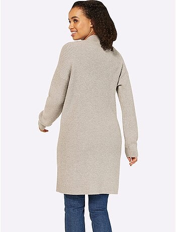 Veste longue en tricot 2 poches plaquées - taille standard - helline