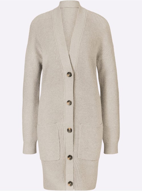 Veste longue en tricot 2 poches plaquées - taille standard - helline - Kiabi Veste longue en tricot 2 poches plaquées - taille standard - helline - Kiabi