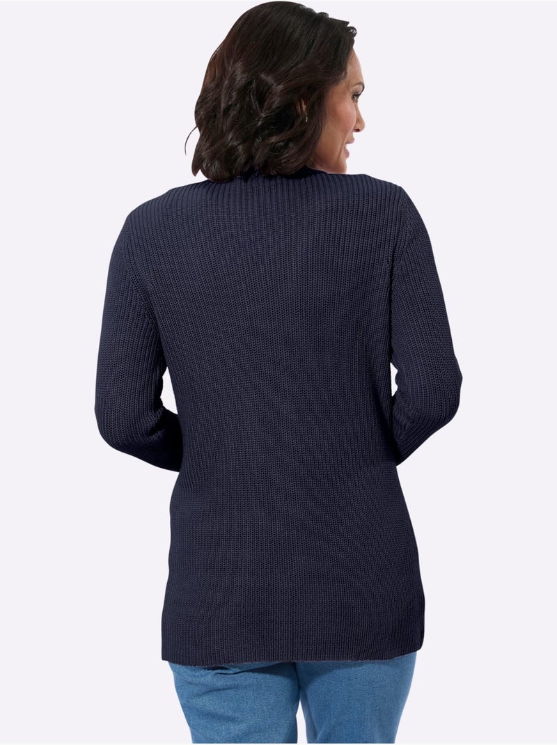 Veste Longue En Tricot 50% Coton - Taille Standard - Witt Bleu marine - Kiabi