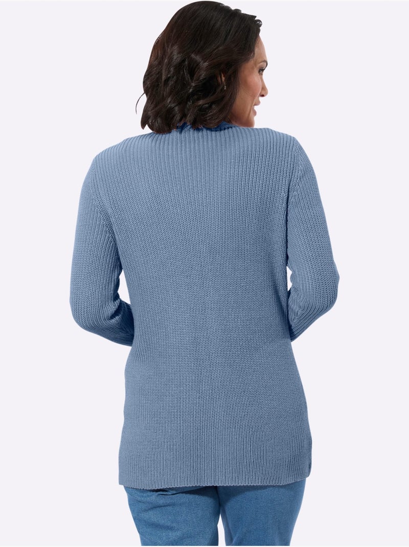 Veste Longue En Tricot 50% Coton - Taille Standard - Witt Bleu - Kiabi