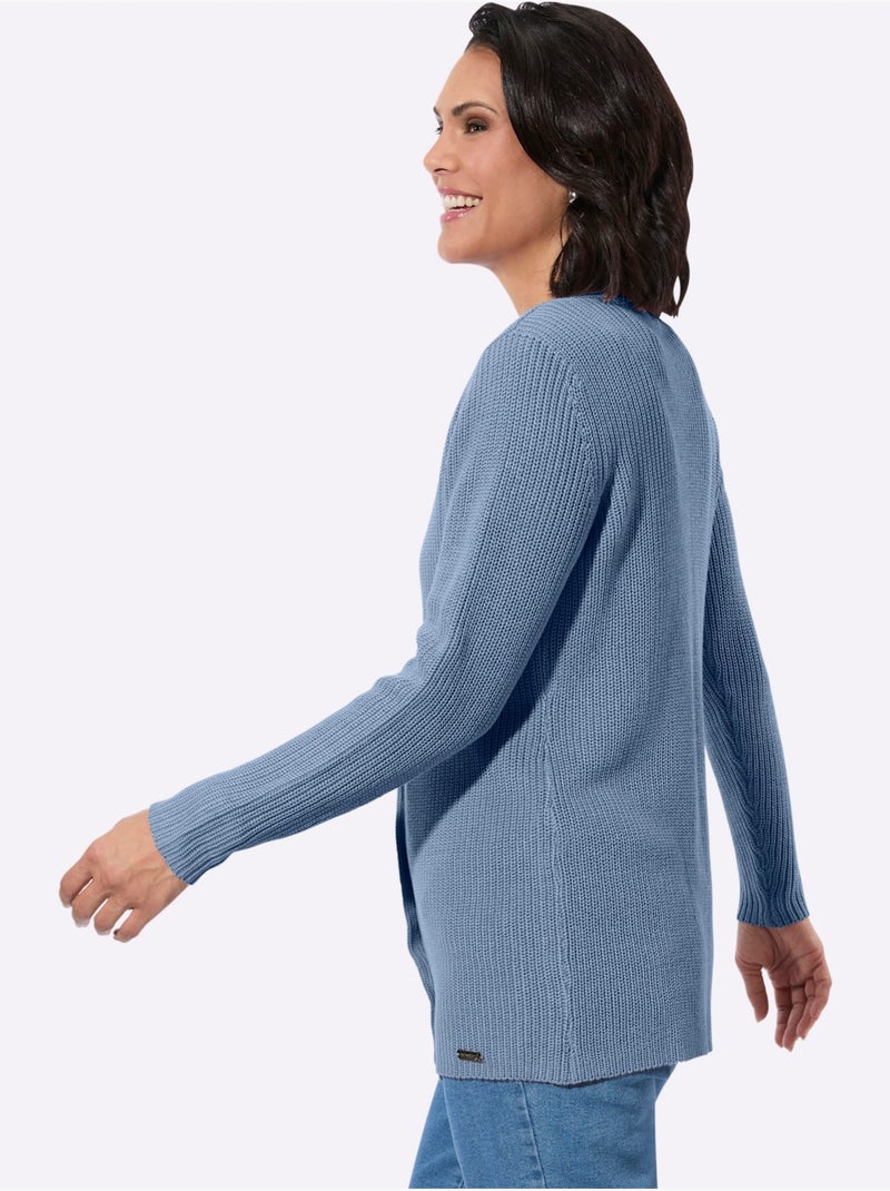 Veste Longue En Tricot 50% Coton - Taille Standard - Witt Bleu - Kiabi