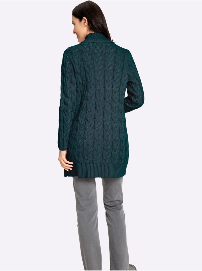 Veste Longue En Tricot 50% Coton - Taille Standard - Witt Bleu pétrole - Kiabi
