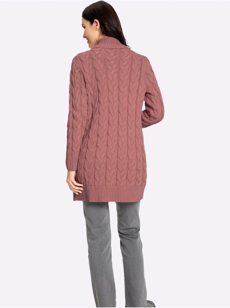 Veste Longue En Tricot 50% Coton - Taille Standard - Witt Bois de rose - Kiabi