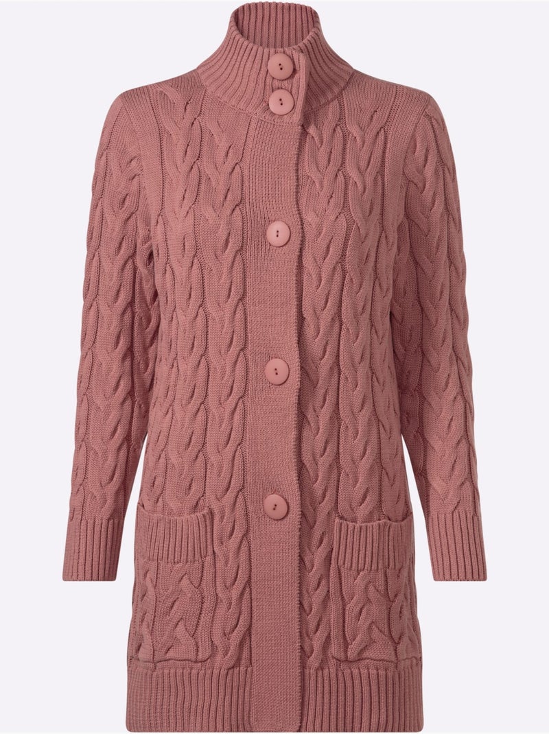 Veste Longue En Tricot 50% Coton - Taille Standard - Witt Bois de rose - Kiabi