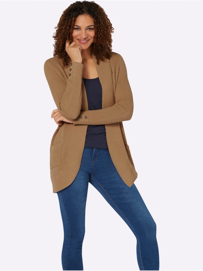 Veste longue en tricot 50% coton - taille standard - witt Doré - Kiabi
