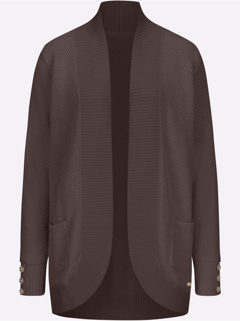 Veste longue en tricot 50% coton - taille standard - witt Gris taupe - Kiabi