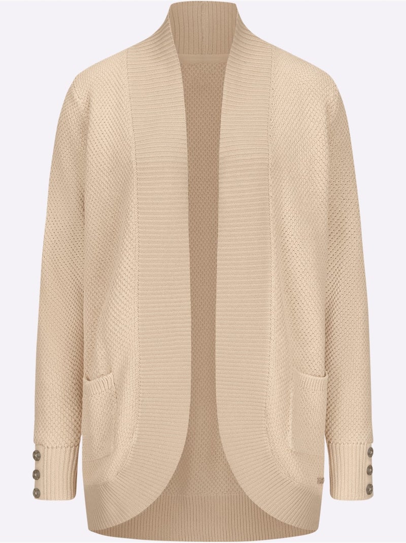 Veste longue en tricot 50% coton - taille standard - witt Marron clair - Kiabi