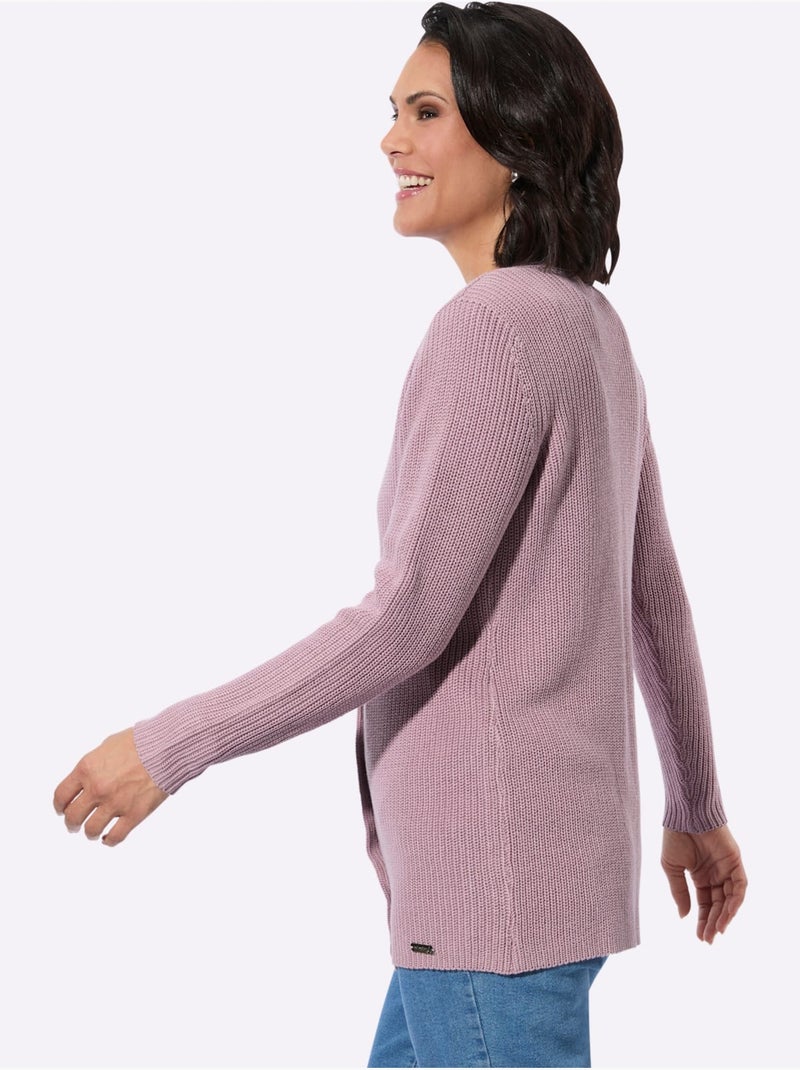 Veste Longue En Tricot 50% Coton - Taille Standard - Witt Mauve - Kiabi