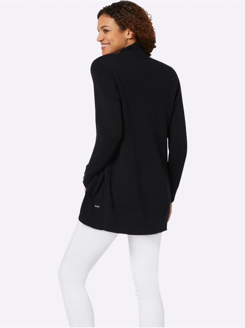 Veste longue en tricot 50% coton - taille standard - witt Noir - Kiabi