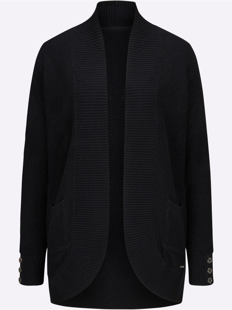Veste longue en tricot 50% coton - taille standard - witt Noir - Kiabi