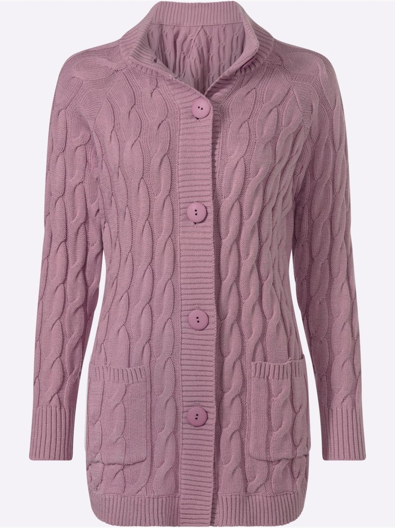 Veste longue en tricot 60% coton - taille standard - witt Mauve - Kiabi