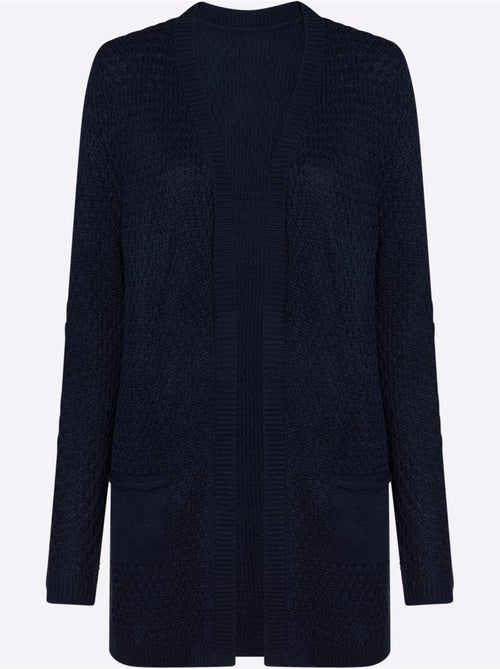 Veste longue en tricot avec col v et poches plaquées - taille standard - moda vilona - Kiabi Veste longue en tricot avec col v et poches plaquées - taille standard - moda vilona - Kiabi
