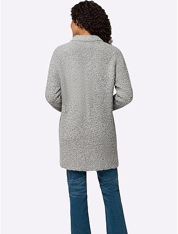 Veste longue en tricot col montant tendance - taille standard - helline