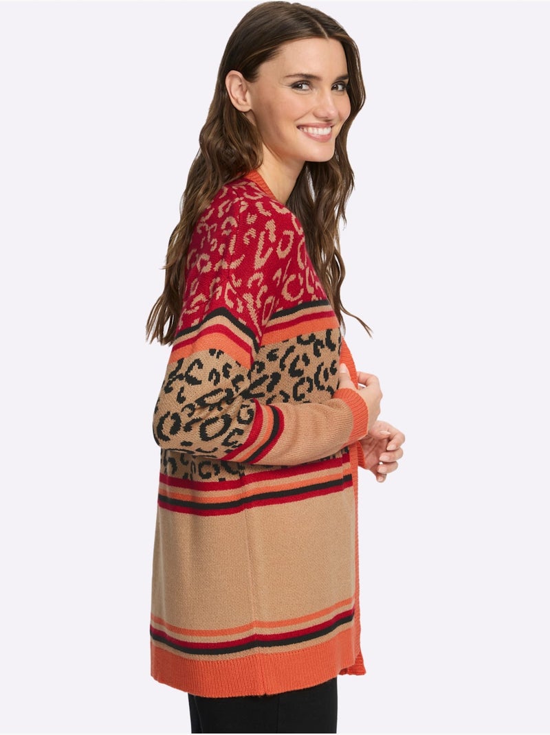 Veste Longue En Tricot Doux Comme Du Cachemire - Taille Standard - Moda Vilona Marron clair - Kiabi