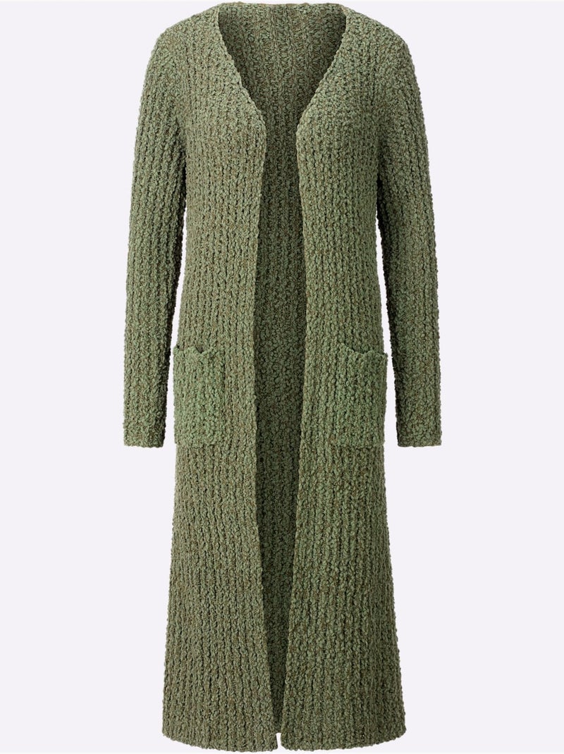Veste Longue En Tricot Facile à Assortir - Taille Standard - Witt Kaki - Kiabi