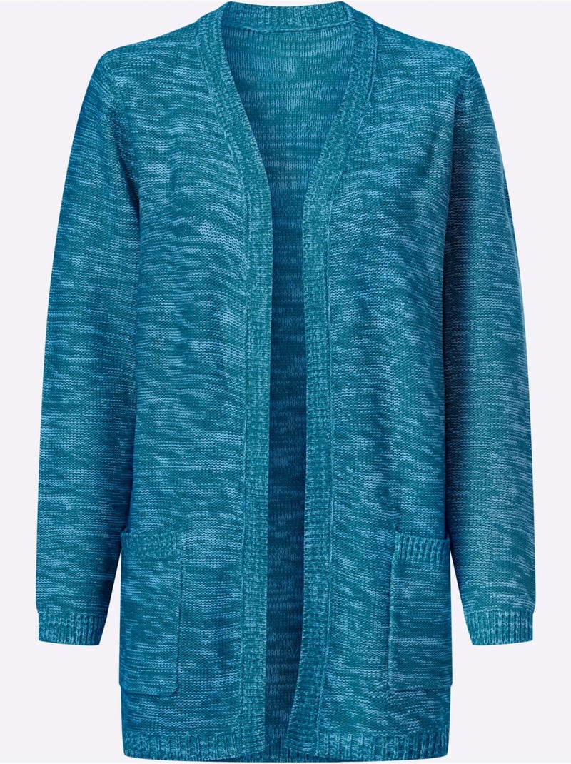 Veste Longue En Tricot Forme Longue Confortable - Taille Standard - Moda Vilona Bleu topaze - Kiabi