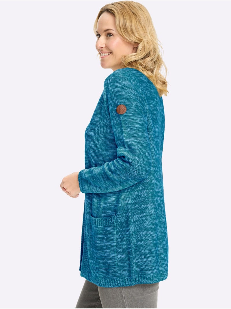 Veste Longue En Tricot Forme Longue Confortable - Taille Standard - Moda Vilona Bleu topaze - Kiabi