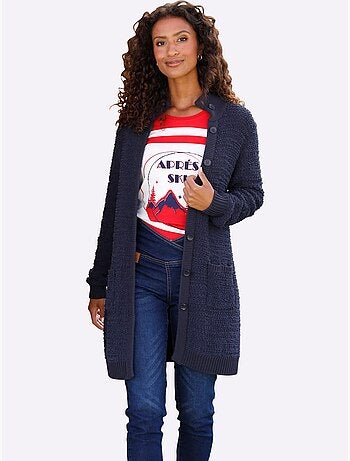 Veste Longue En Tricot Jolie Structure Tricot - Taille Standard - Helline
