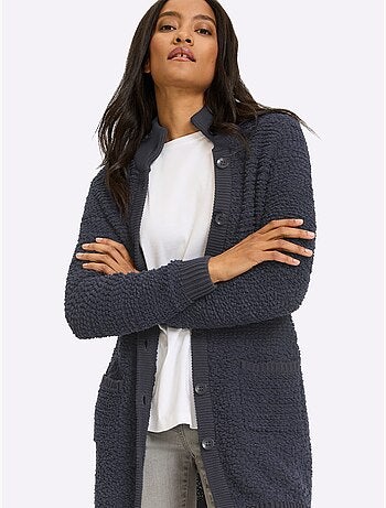 Veste Longue En Tricot Jolie Structure Tricot - Taille Standard - Helline