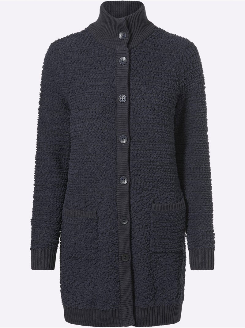 Veste Longue En Tricot Jolie Structure Tricot - Taille Standard - Helline Bleu marine - Kiabi