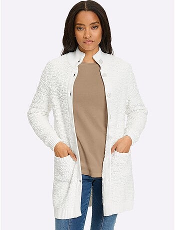 Veste longue en tricot jolie structure tricot - taille standard - helline