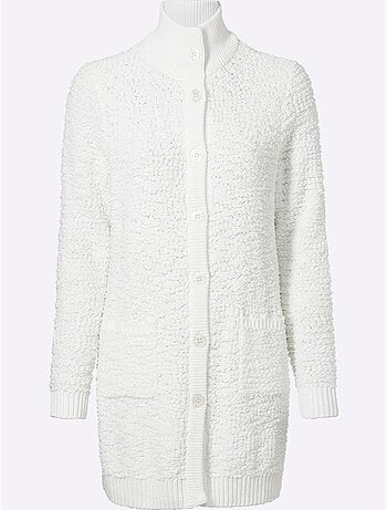 Veste longue en tricot jolie structure tricot - taille standard - helline