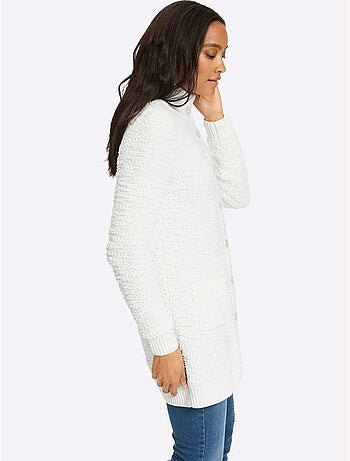 Veste longue en tricot jolie structure tricot - taille standard - helline