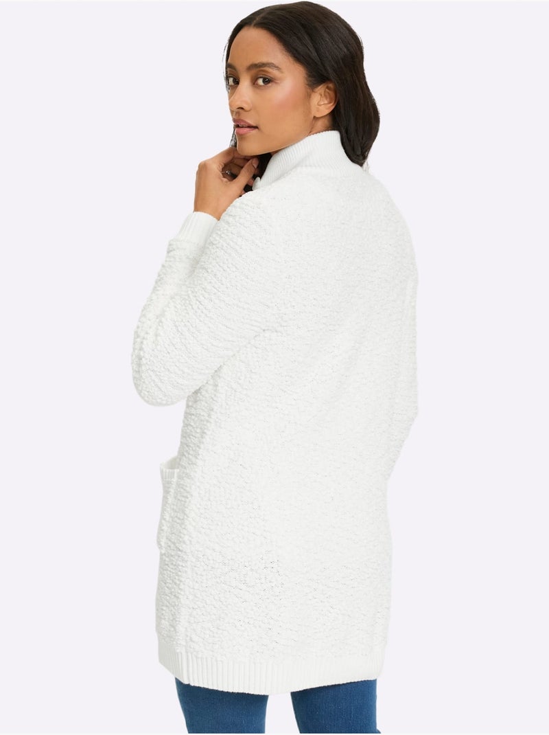 Veste longue en tricot jolie structure tricot - taille standard - helline Ecru - Kiabi