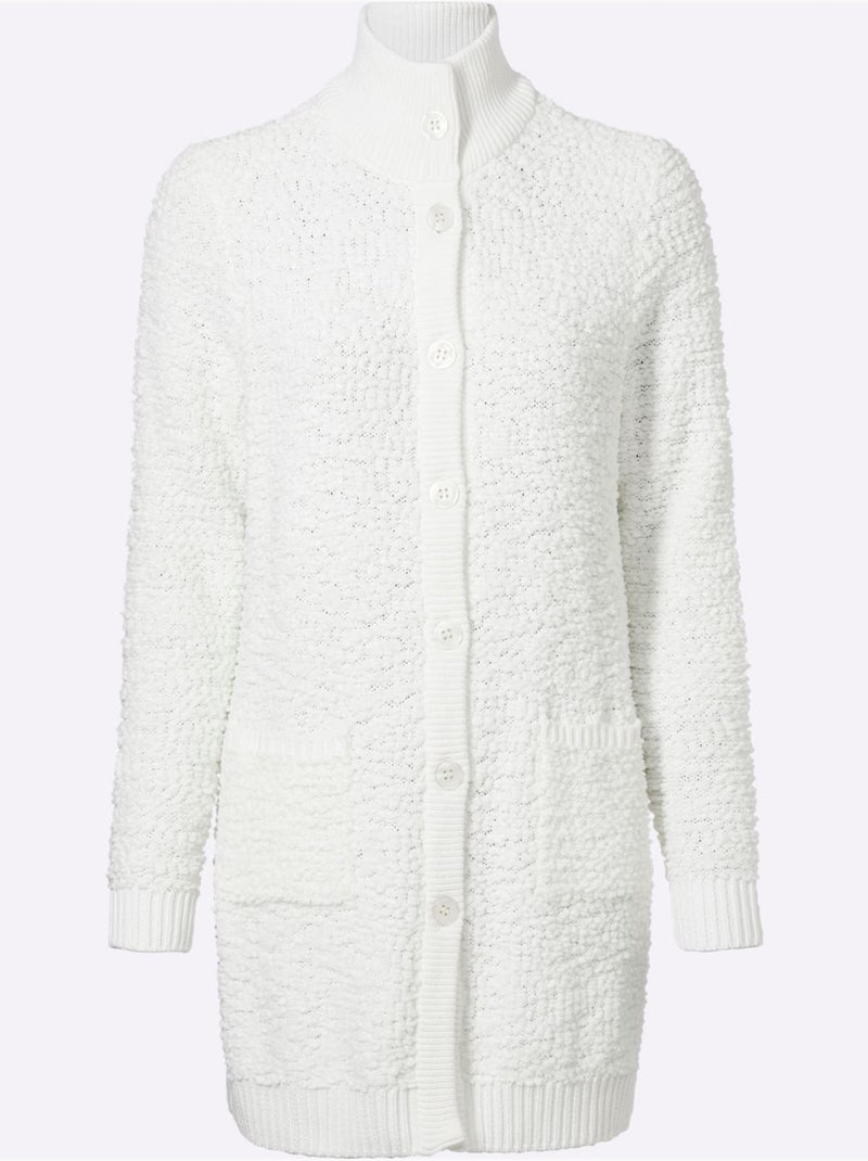 Veste longue en tricot jolie structure tricot - taille standard - helline Ecru - Kiabi