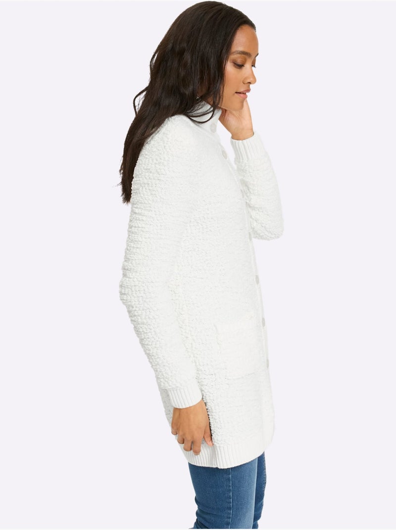 Veste longue en tricot jolie structure tricot - taille standard - helline Ecru - Kiabi