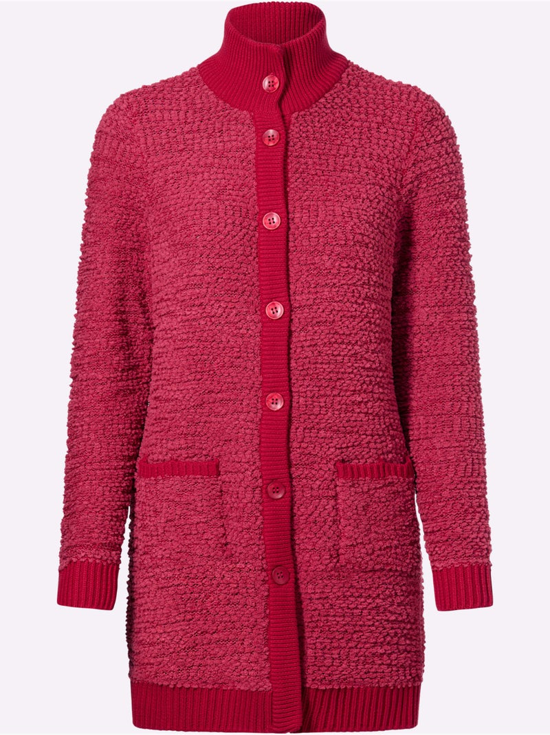 Veste Longue En Tricot Jolie Structure Tricot - Taille Standard - Helline Rouge - Kiabi