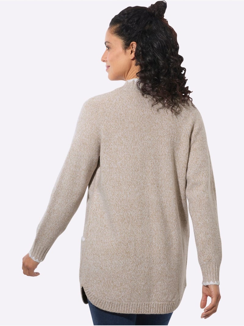 Veste longue en tricot laine - taille standard - witt Ecru - Kiabi