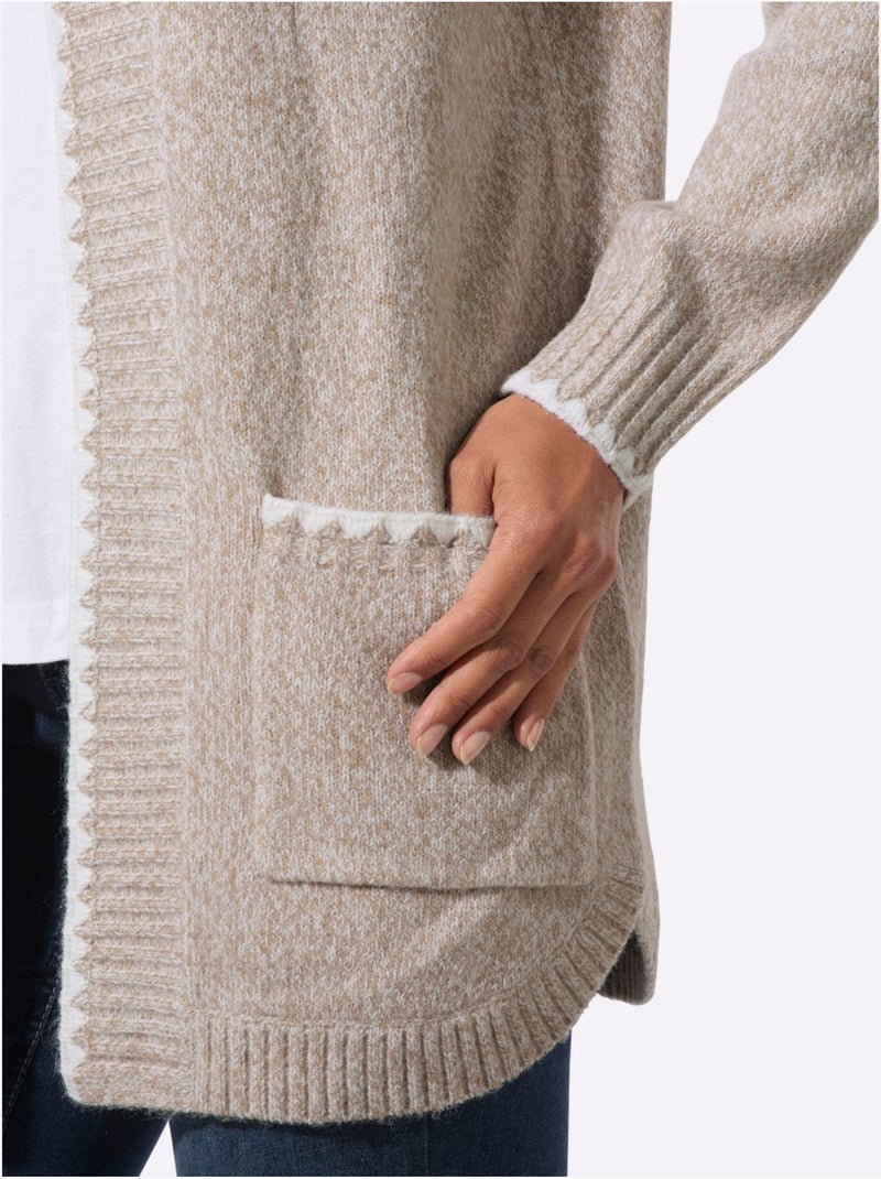 Veste longue en tricot laine - taille standard - witt Ecru - Kiabi