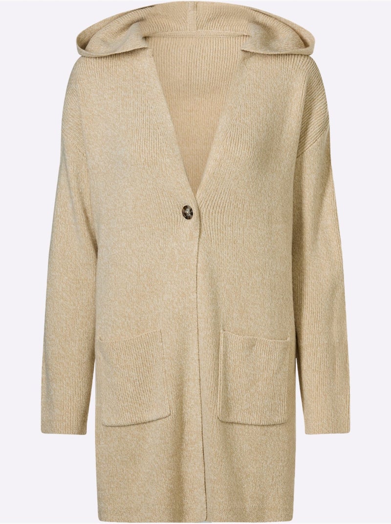 Veste Longue En Tricot Longueur Tendance - Taille Standard - Moda Vilona Beige - Kiabi