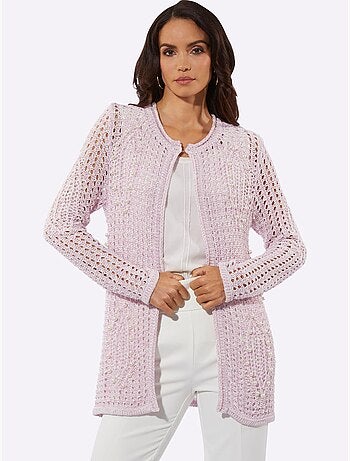Veste Longue En Tricot Motif Ajouré Léger - Taille Standard - Helline