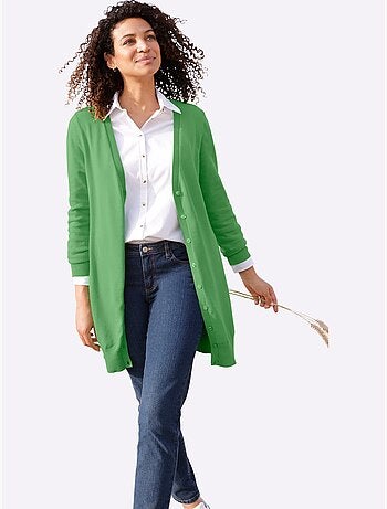 Veste Longue En Tricot Pur Coton - Taille Standard - Witt