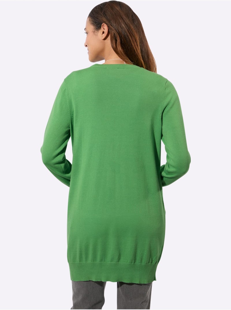 Veste Longue En Tricot Pur Coton - Taille Standard - Witt Vert clair - Kiabi