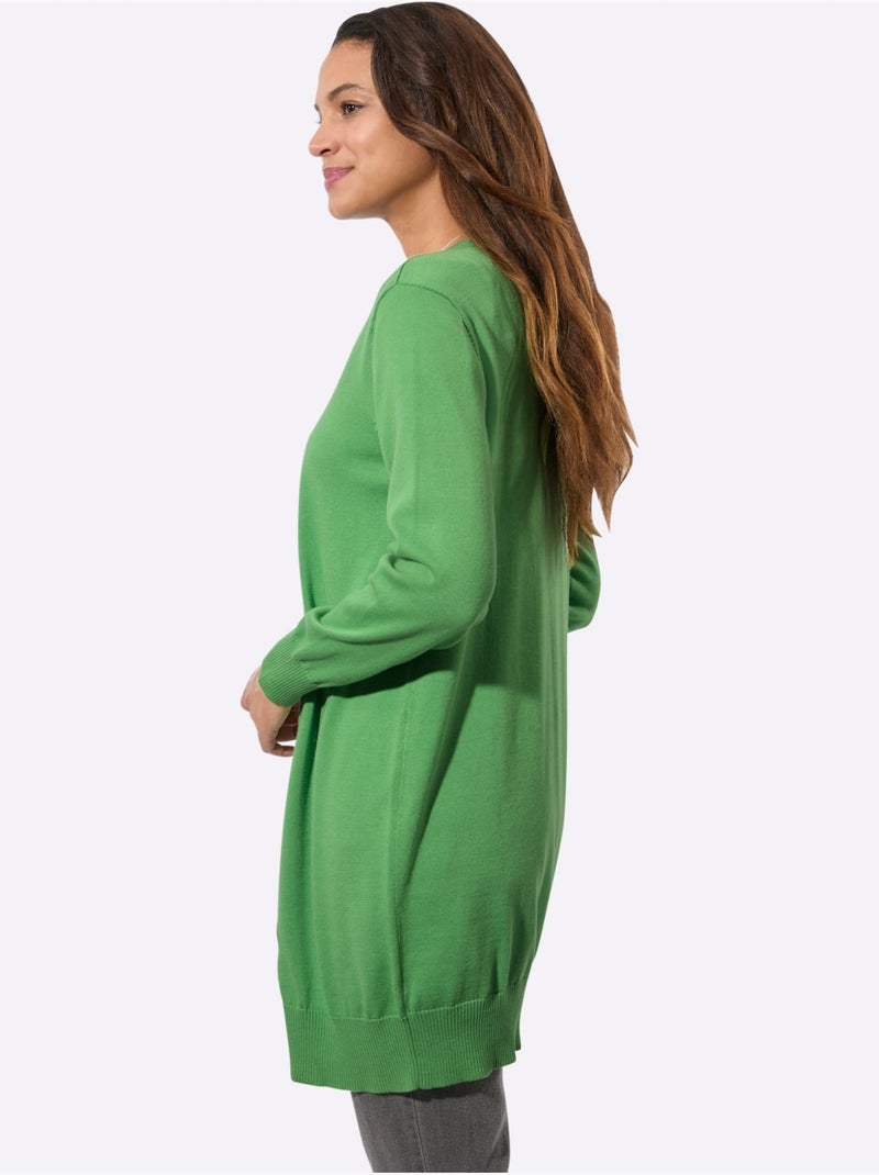 Veste Longue En Tricot Pur Coton - Taille Standard - Witt Vert clair - Kiabi