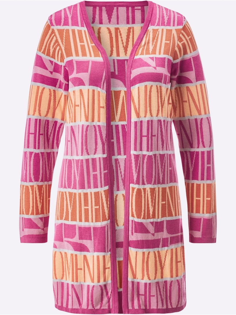 Veste Longue En Tricot Qualité Lyocell Estivale - Taille Standard - Helline Rose fushia - Kiabi