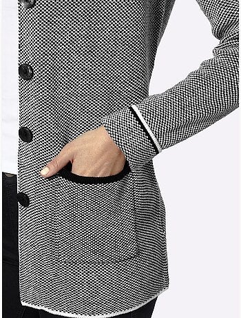Veste longue en tricot style poivre et sel tendance - taille standard - moda vilona