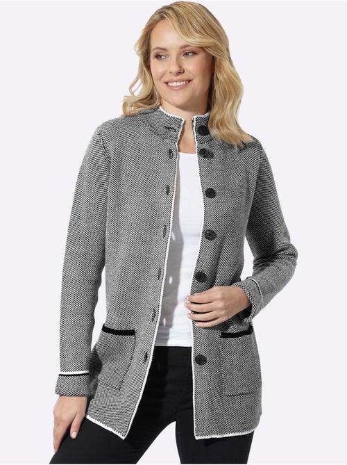 Veste longue en tricot style poivre et sel tendance - taille standard - moda vilona - Kiabi