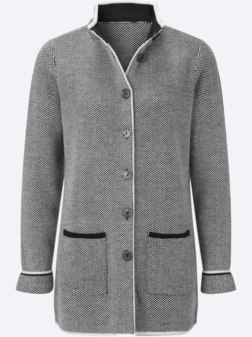 Veste longue en tricot style poivre et sel tendance - taille standard - moda vilona - Kiabi