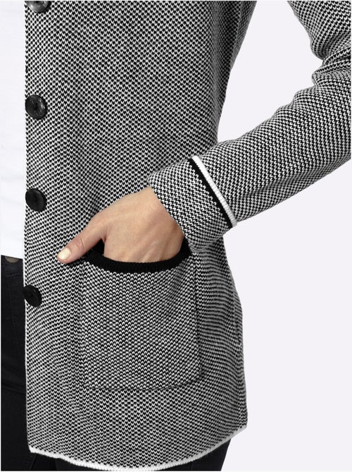 Veste longue en tricot style poivre et sel tendance - taille standard - moda vilona - Kiabi