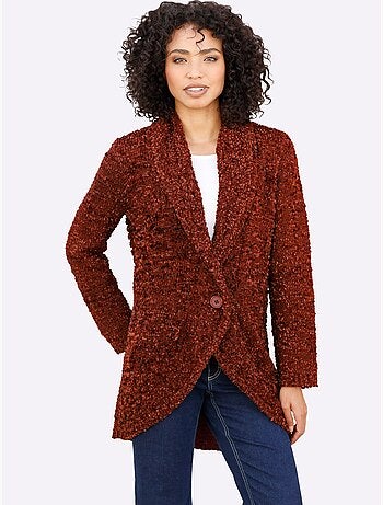 Veste Longue En Tricot Superbe Motif Tricoté - Taille Standard - Helline